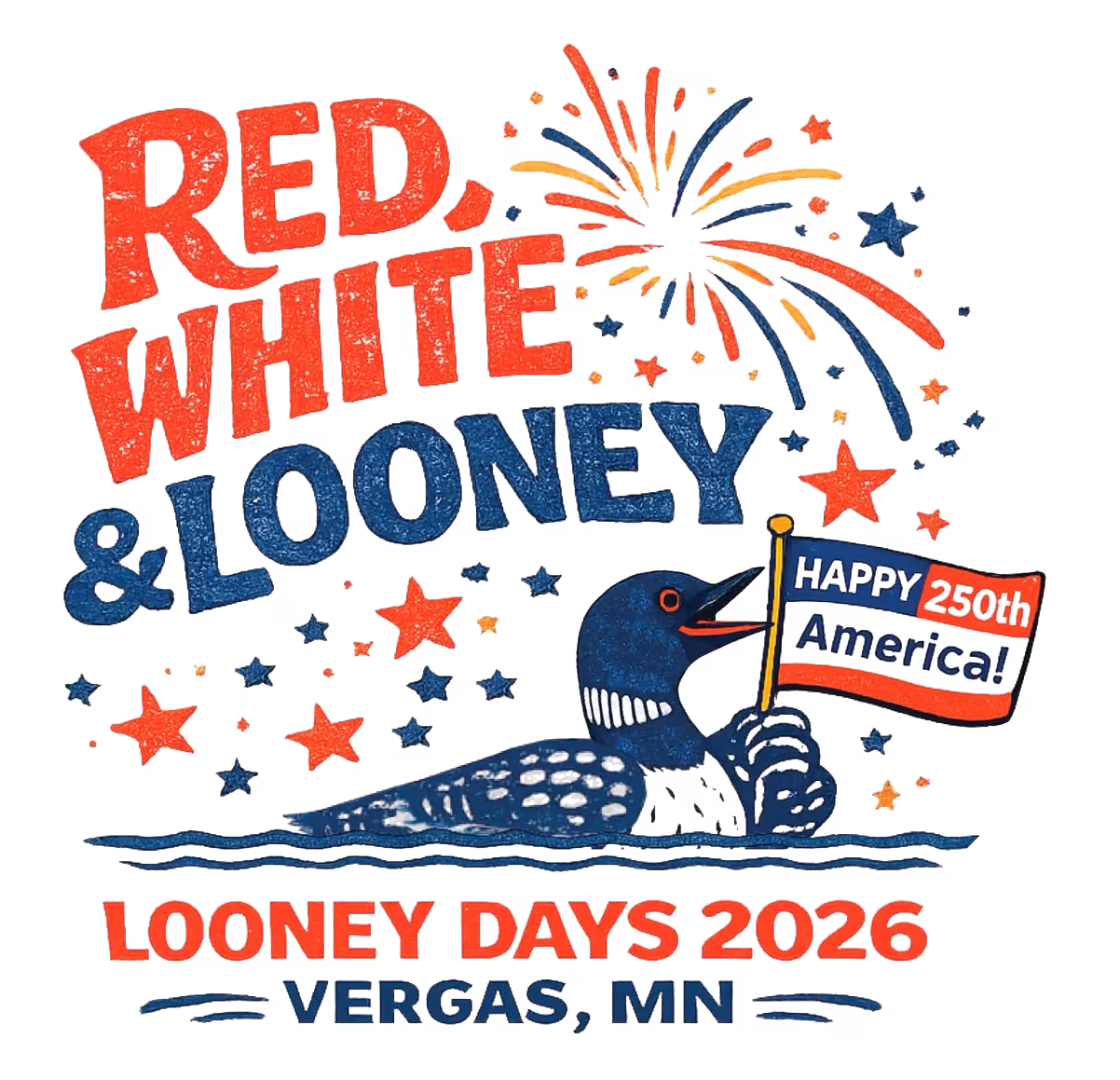 Vergas Looney Days Red White & Looney Logo