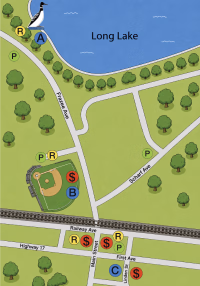 Vergas Community Club Looney Days Logo – Red, White & Looney parking